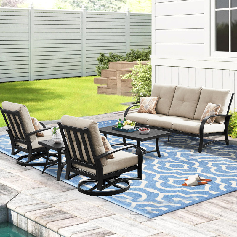 Lark Manor Aleston 5 Person Outdoor Seating Group with Sunbrella